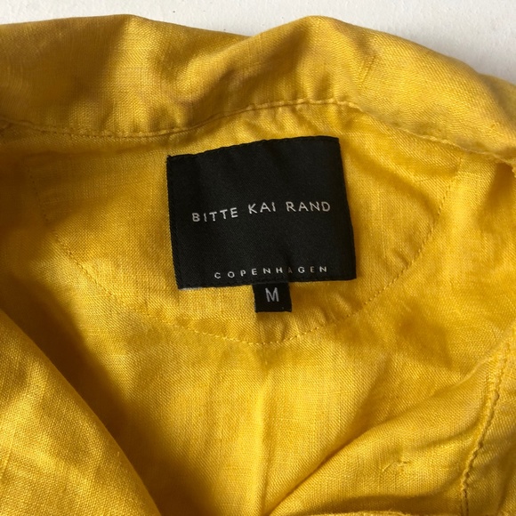 Bitte Kai Rand Copenhagen Yellow Linen Oversized Lagenlook Button Down Shirt - Picture 3 of 7